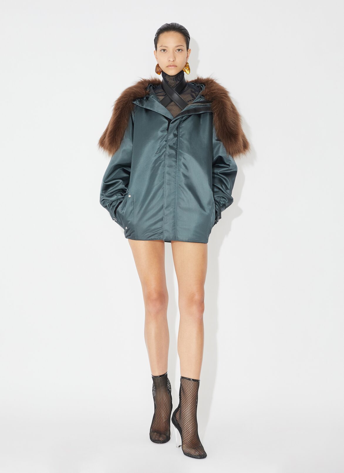 Nylon maxi bomber ALAÏA GREEN NYLON MAXI BOMBER